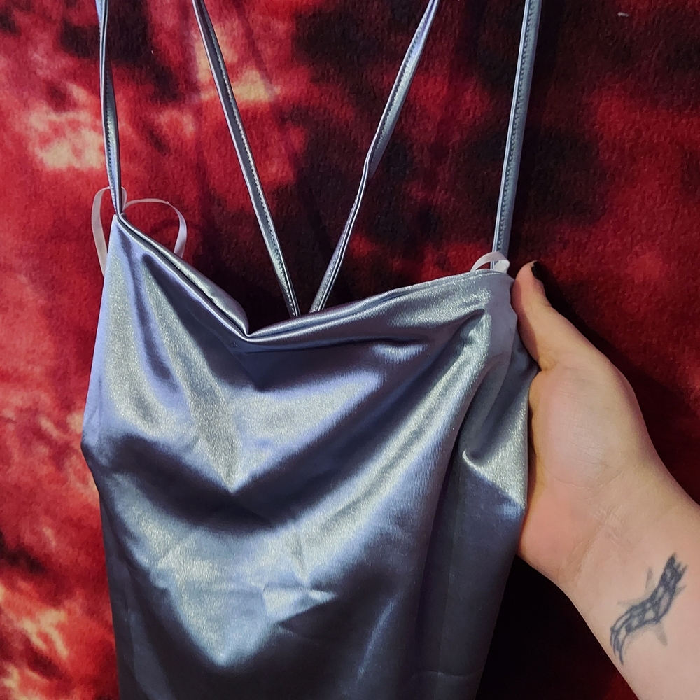 Shimmering Blue Spaghetti Strap Cami Top